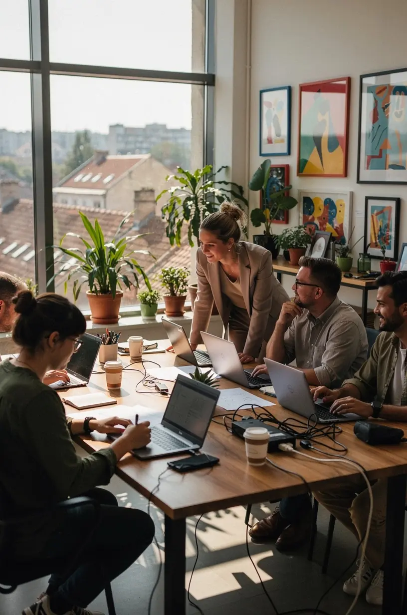 Grup de persoane într-un atelier de educație digitală, discutând metode de filtrare a știrilor false.